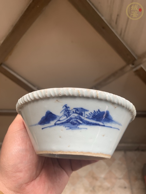 古玩陶瓷青花山水碗真品鑒賞圖