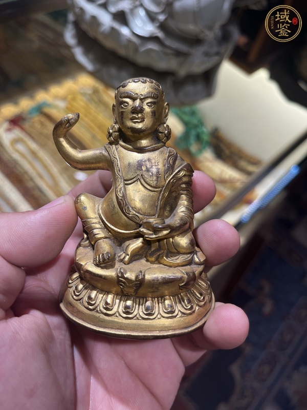 古玩銅器銅鎏金上師像真品鑒賞圖