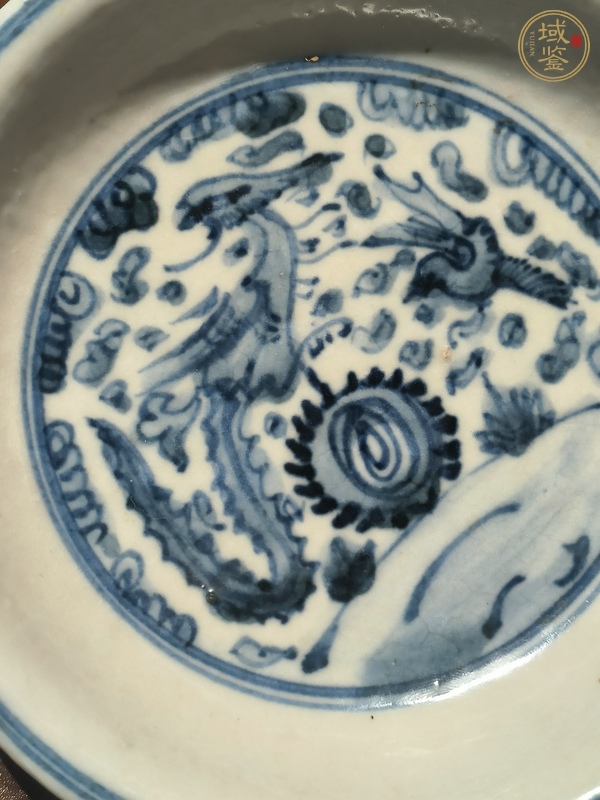 古玩陶瓷百鳥朝鳳青花盤真品鑒賞圖