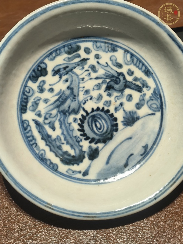 古玩陶瓷百鳥朝鳳青花盤真品鑒賞圖