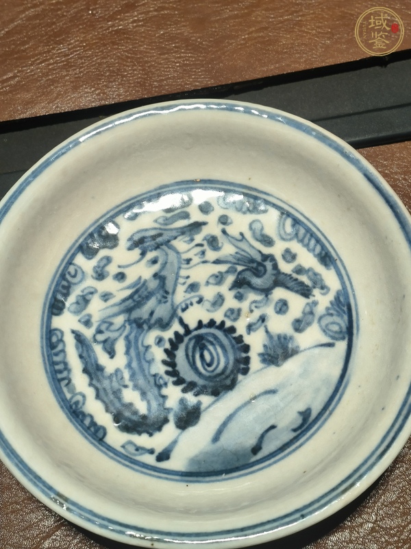 古玩陶瓷百鳥朝鳳青花盤真品鑒賞圖