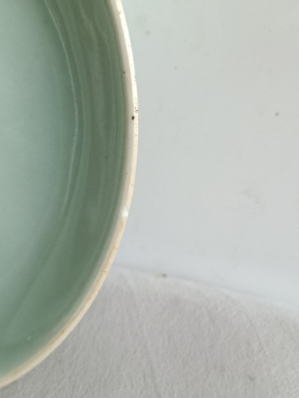 古玩陶瓷豆青釉盤拍賣,當前價格388元