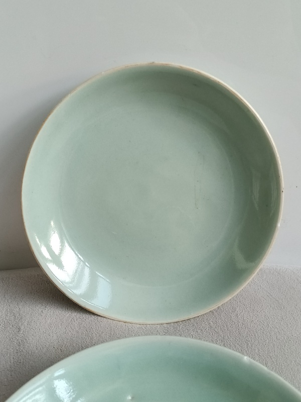 古玩陶瓷豆青釉盤拍賣,當前價格388元