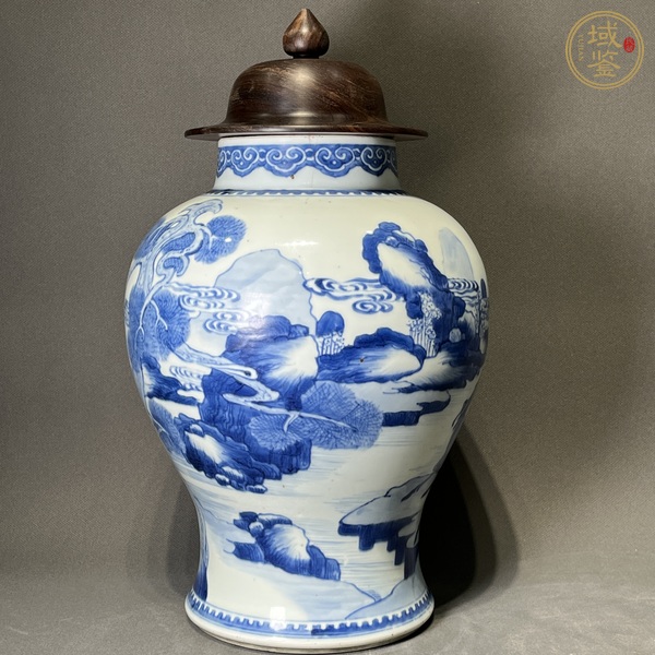 古玩陶瓷鶴鹿同春青花將軍罐真品鑒賞圖