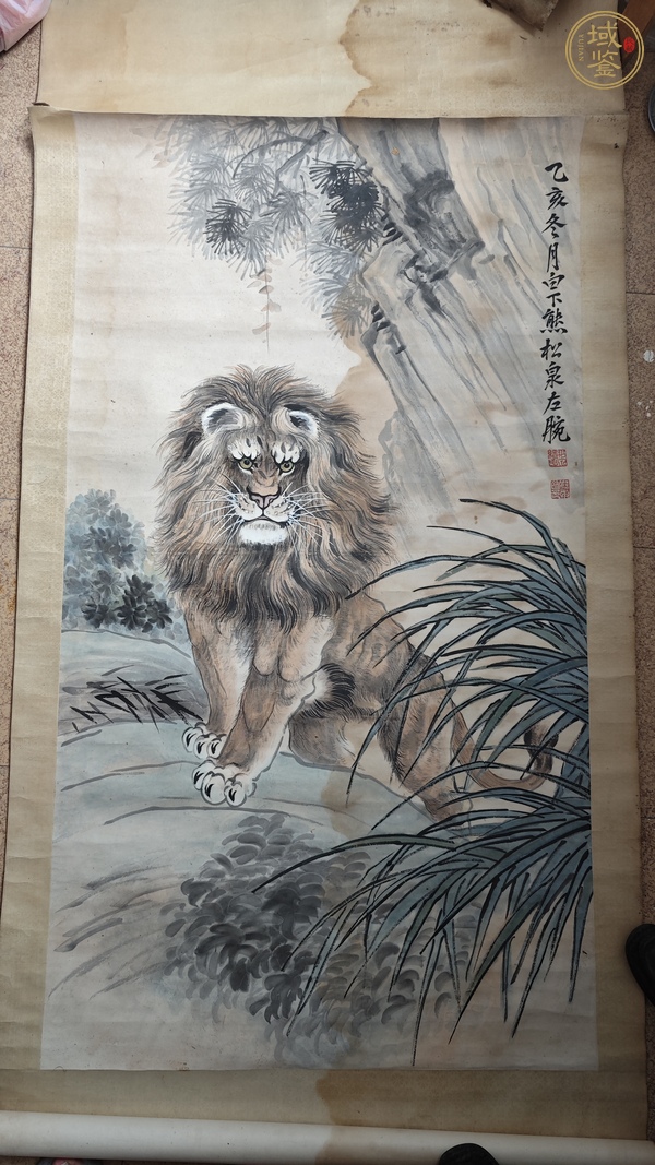 古玩熊松泉款雄獅圖真品鑒賞圖
