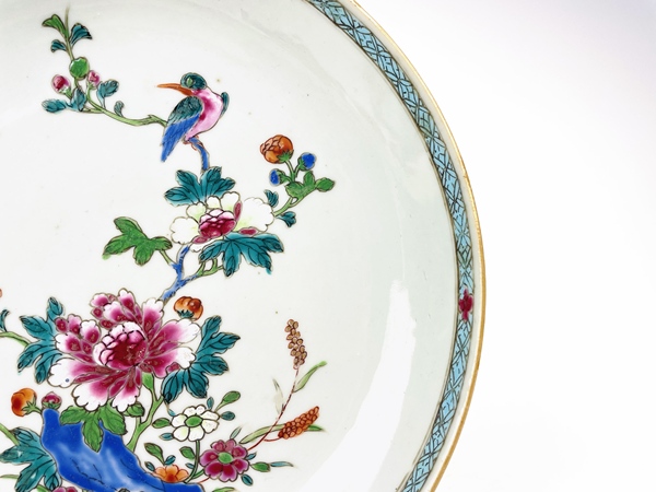 古玩陶瓷清雍乾·粉彩花鳥盤拍賣,當前價格0元