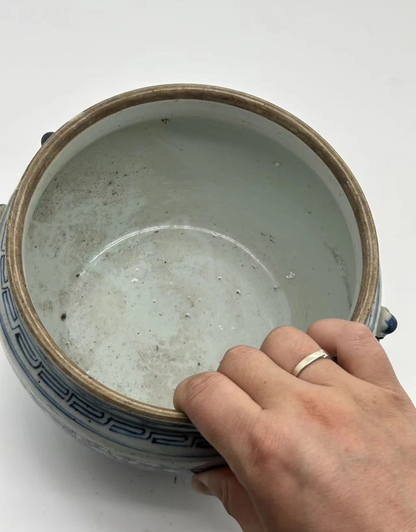 古玩陶瓷青花淡描纏枝花卉紋粥罐拍賣,當前價格688元
