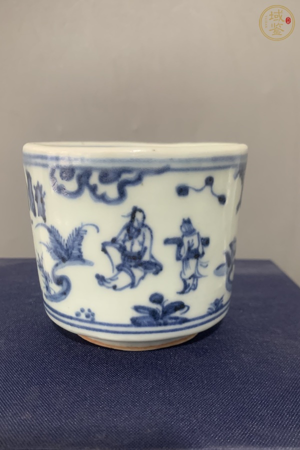 古玩陶瓷攜琴訪友人物紋圈足筒式爐真品鑒賞圖