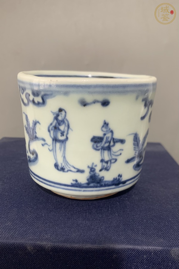 古玩陶瓷攜琴訪友人物紋圈足筒式爐真品鑒賞圖