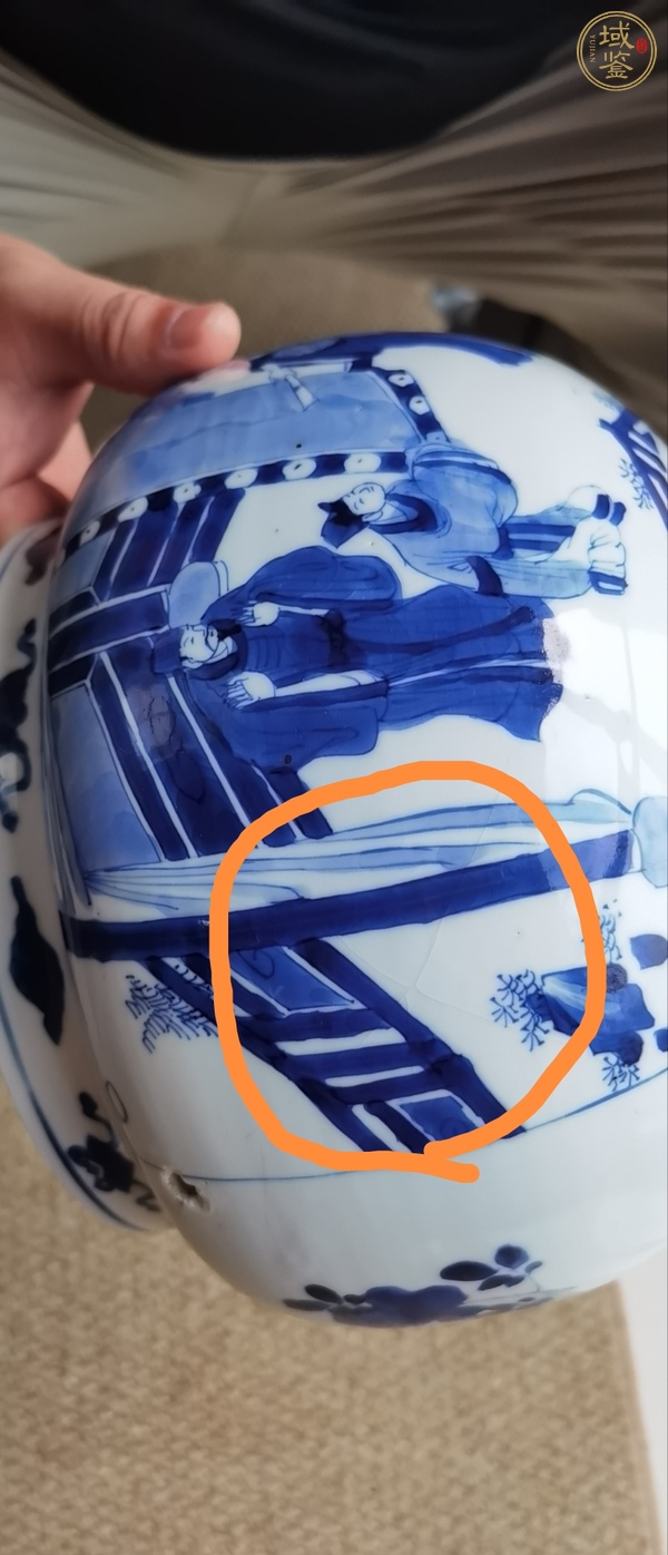古玩陶瓷清康熙 青花人物紋粥罐真品鑒賞圖