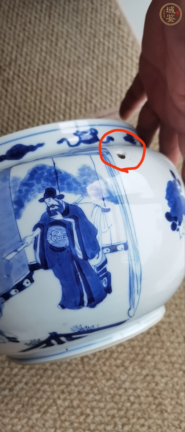 古玩陶瓷清康熙 青花人物紋粥罐真品鑒賞圖