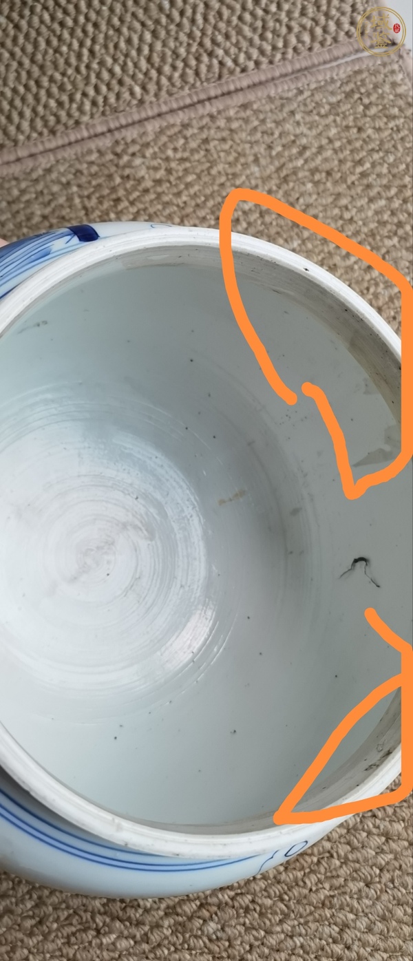 古玩陶瓷清康熙 青花人物紋粥罐真品鑒賞圖