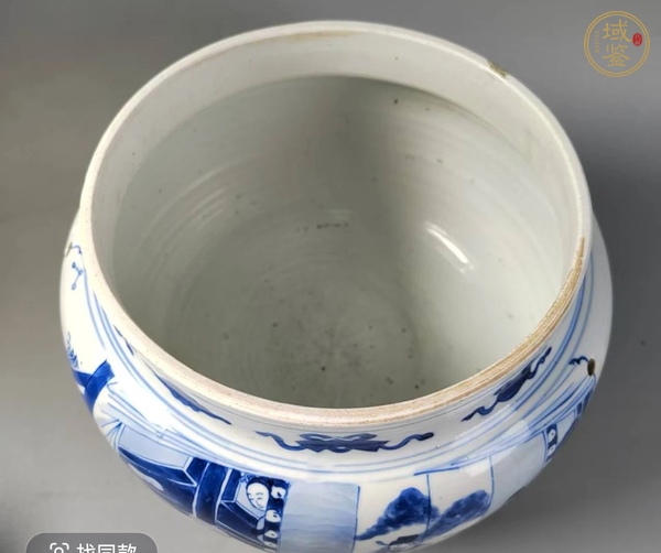 古玩陶瓷清康熙 青花人物紋粥罐真品鑒賞圖