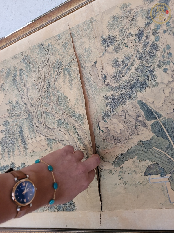 古玩字畫陳繼儒款山水人物手卷真品鑒賞圖
