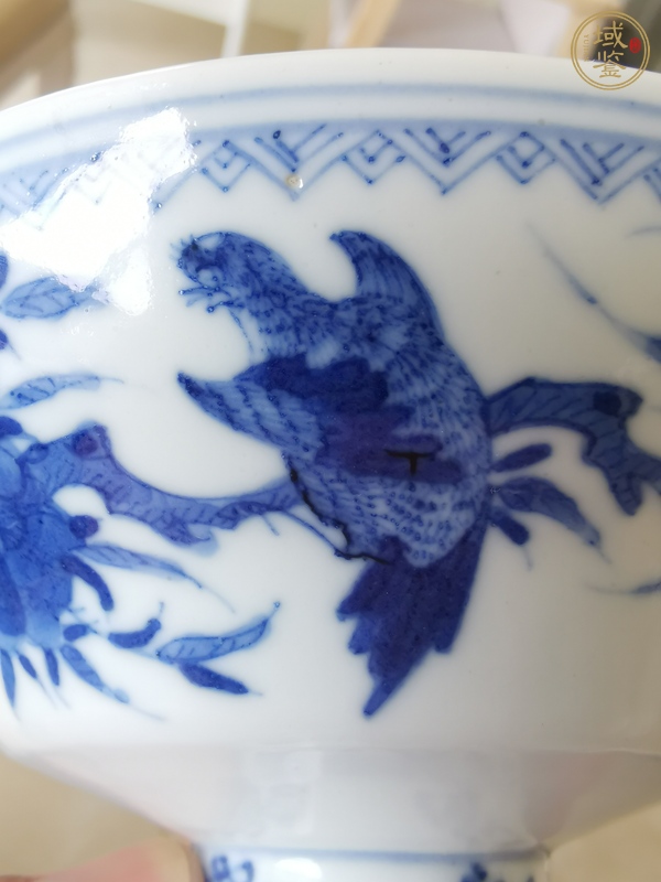 古玩陶瓷清光緒青花花鳥紋高足盤真品鑒賞圖
