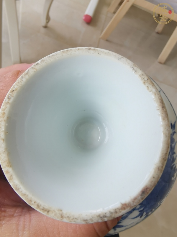 古玩陶瓷清光緒青花花鳥紋高足盤真品鑒賞圖
