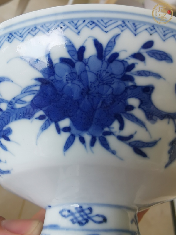 古玩陶瓷清光緒青花花鳥紋高足盤真品鑒賞圖