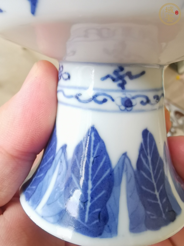 古玩陶瓷清光緒青花花鳥紋高足盤真品鑒賞圖