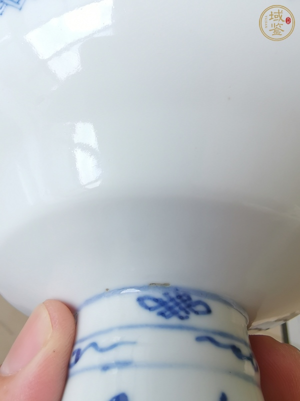 古玩陶瓷清光緒青花花鳥紋高足盤真品鑒賞圖