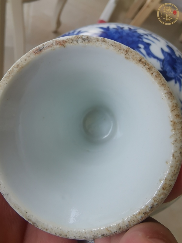 古玩陶瓷清光緒青花花鳥紋高足盤真品鑒賞圖
