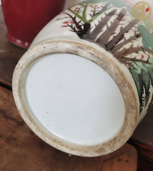 古玩陶瓷粉彩雉雞牡丹圖撣瓶真品鑒賞圖