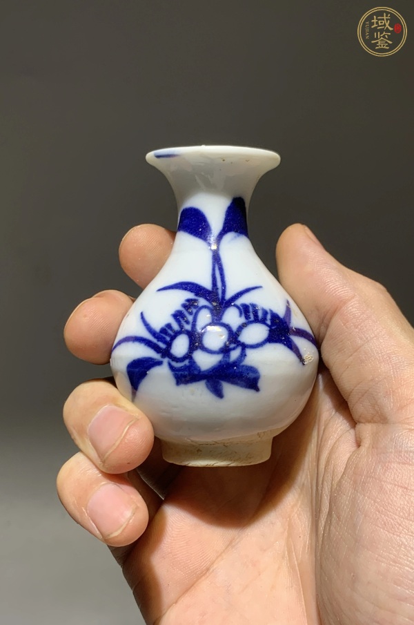 古玩陶瓷明末清初青花玉壺春瓶真品鑒賞圖