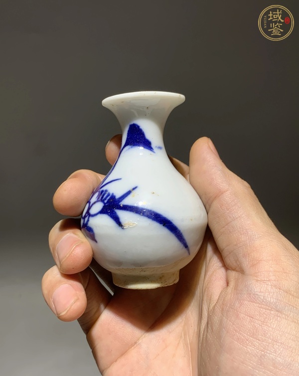 古玩陶瓷明末清初青花玉壺春瓶真品鑒賞圖