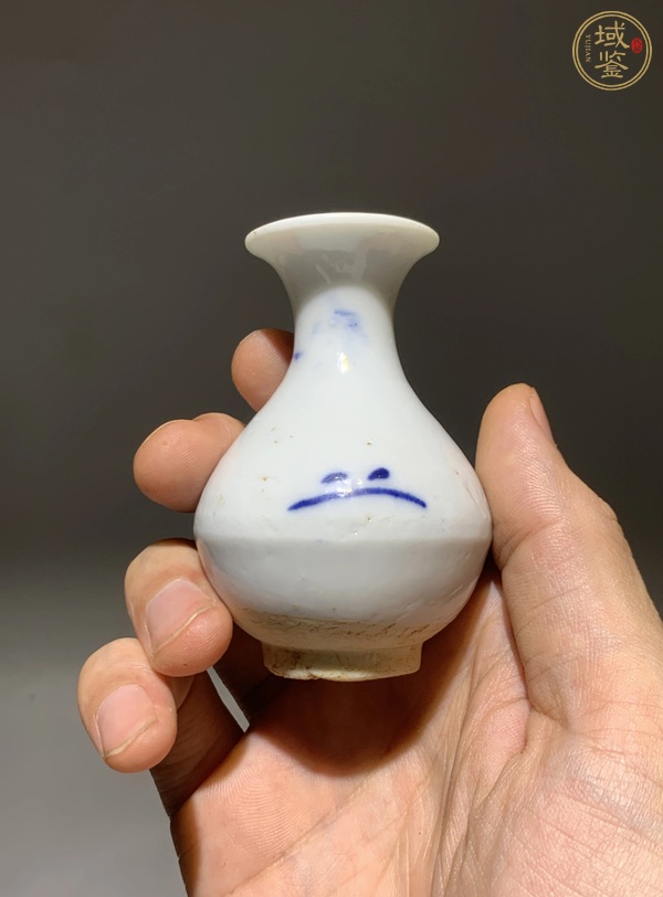 古玩陶瓷明末清初青花玉壺春瓶真品鑒賞圖