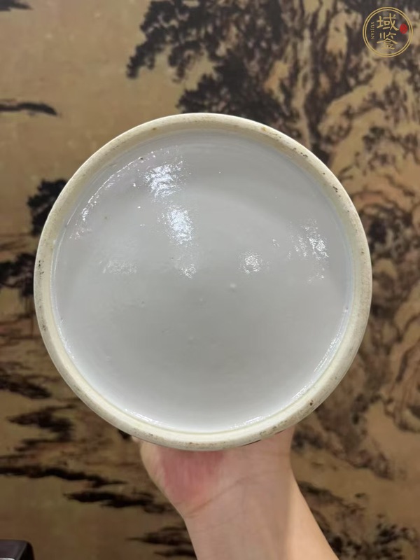 古玩陶瓷淺絳彩花鳥紋帽筒真品鑒賞圖