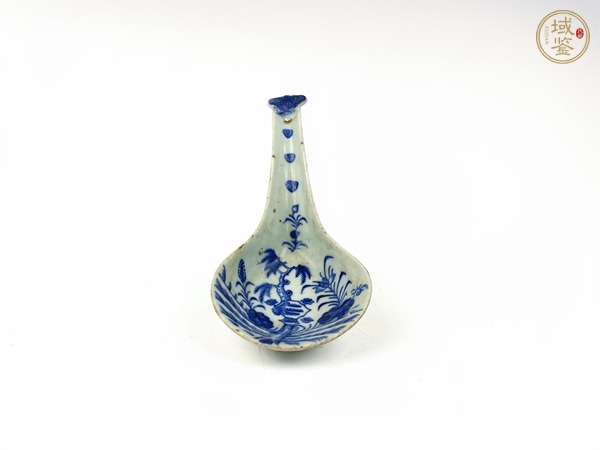 古玩清中期·青花松石紋如意獸頭大勺真品鑒賞圖