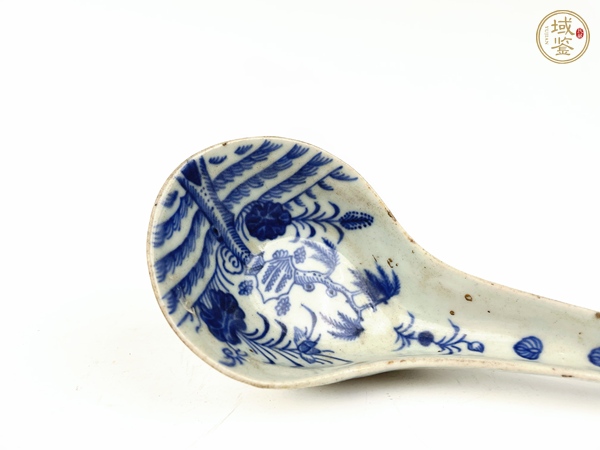 古玩陶瓷清中期·青花松石紋如意獸頭大勺真品鑒賞圖