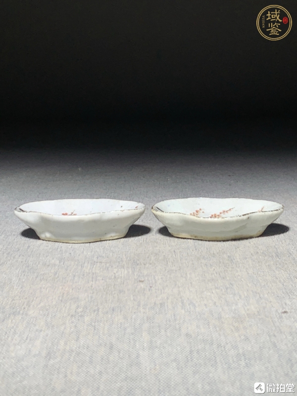 古玩晚清淺降彩花鳥海棠筆舔真品鑒賞圖