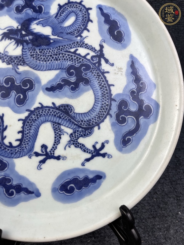古玩陶瓷雍正青花火珠龍紋折腰盤真品鑒賞圖