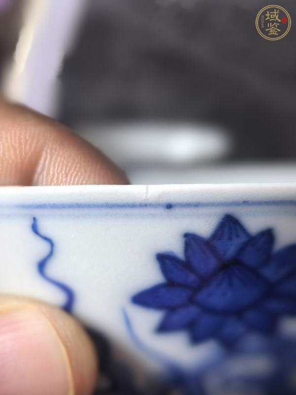 古玩陶瓷清晚·青花蓮池紋碗 真品鑒賞圖