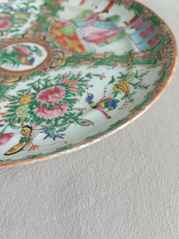 古玩陶瓷廣彩人物花卉紋盤拍賣，當(dāng)前價格398元