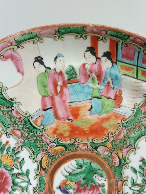 古玩陶瓷廣彩人物花卉紋盤拍賣，當(dāng)前價格398元