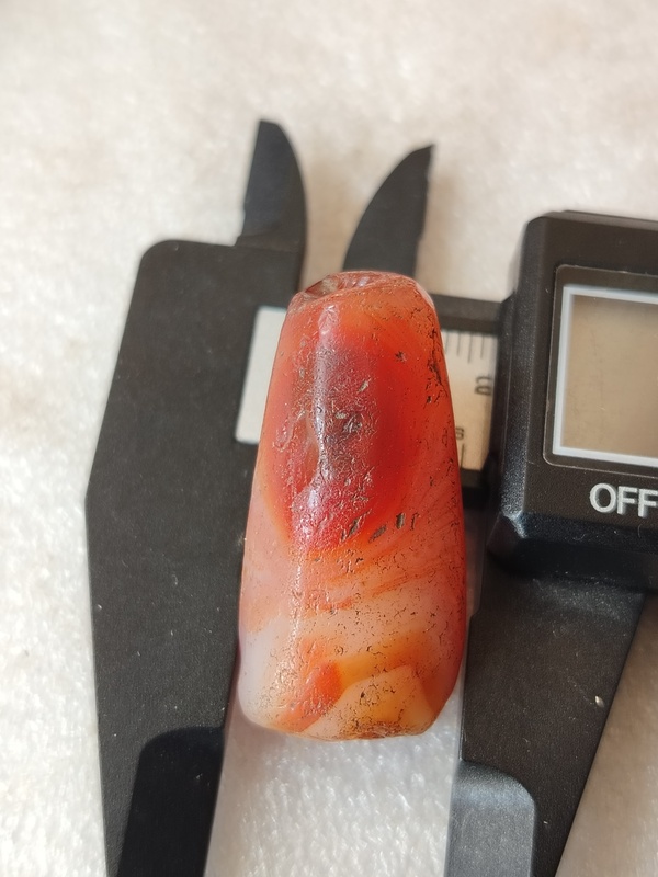 古玩玉器天然紅瑪瑙多棱珠吊墜拍賣，當前價格66元