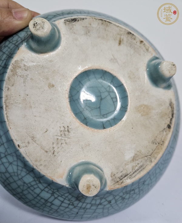 古玩陶瓷哥釉三足洗真品鑒賞圖