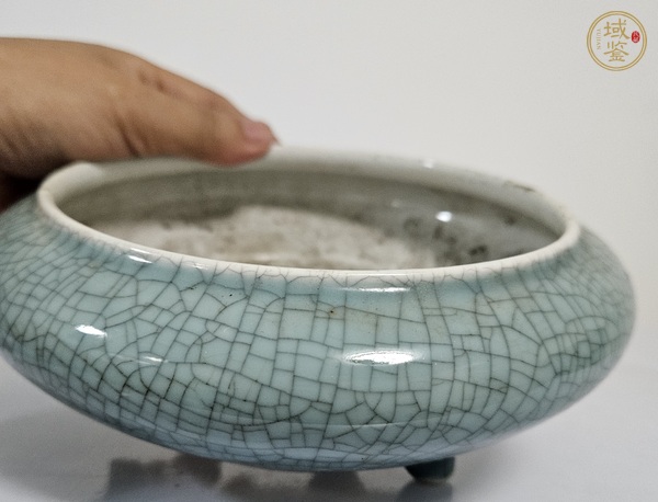 古玩陶瓷哥釉三足洗真品鑒賞圖