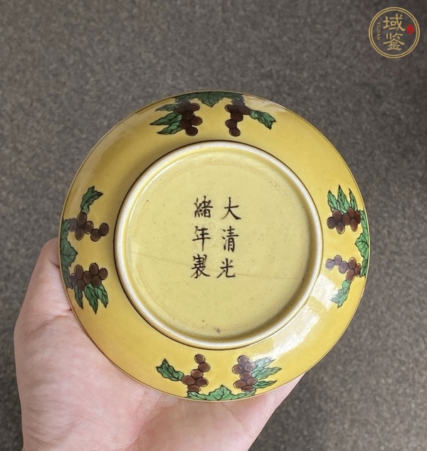 古玩陶瓷嬌黃綠紫素三彩龍紋盤真品鑒賞圖