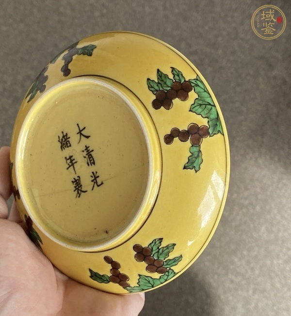 古玩陶瓷嬌黃綠紫素三彩龍紋盤真品鑒賞圖