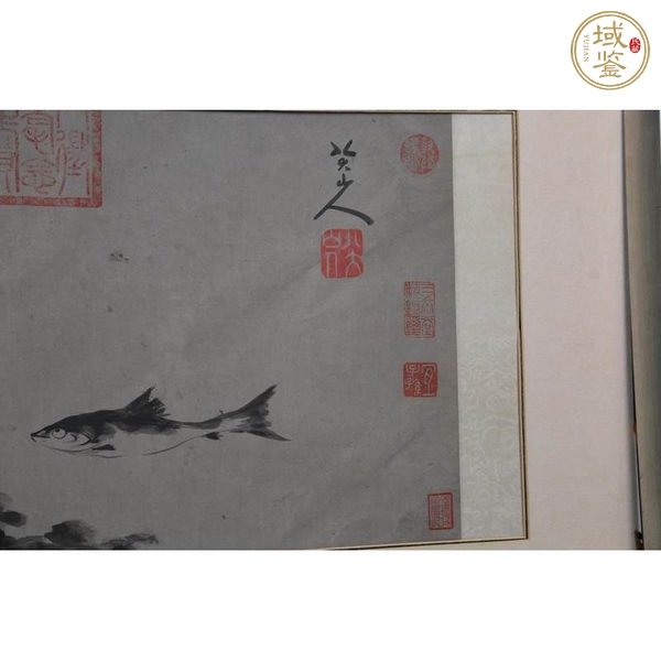 古玩字畫八大山人款水墨游魚圖真品鑒賞圖