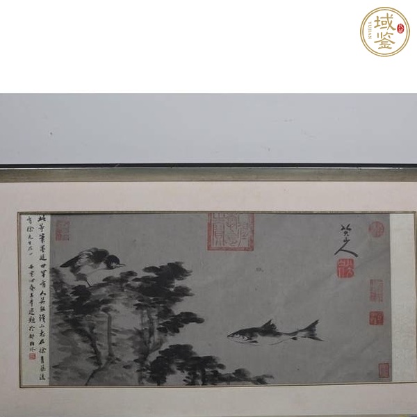 古玩字畫八大山人款水墨游魚圖真品鑒賞圖