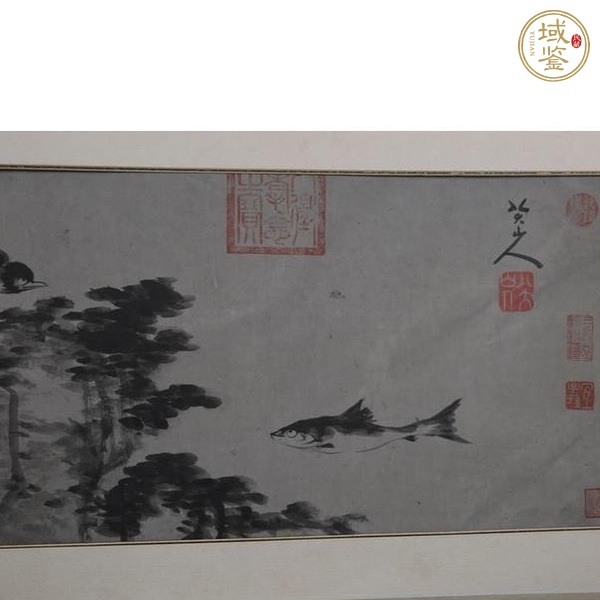 古玩字畫八大山人款水墨游魚圖真品鑒賞圖