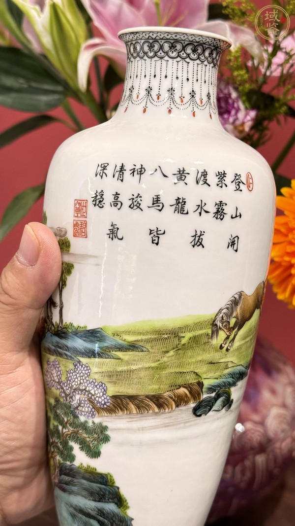 古玩陶瓷琺瑯彩風(fēng)格人物故事紋梅瓶真品鑒賞圖