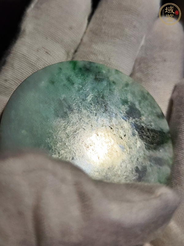 古玩玉器天然翡翠圓牌真品鑒賞圖
