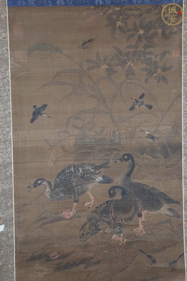 古玩字畫呂紀(jì)款工筆花鳥立軸真品鑒賞圖