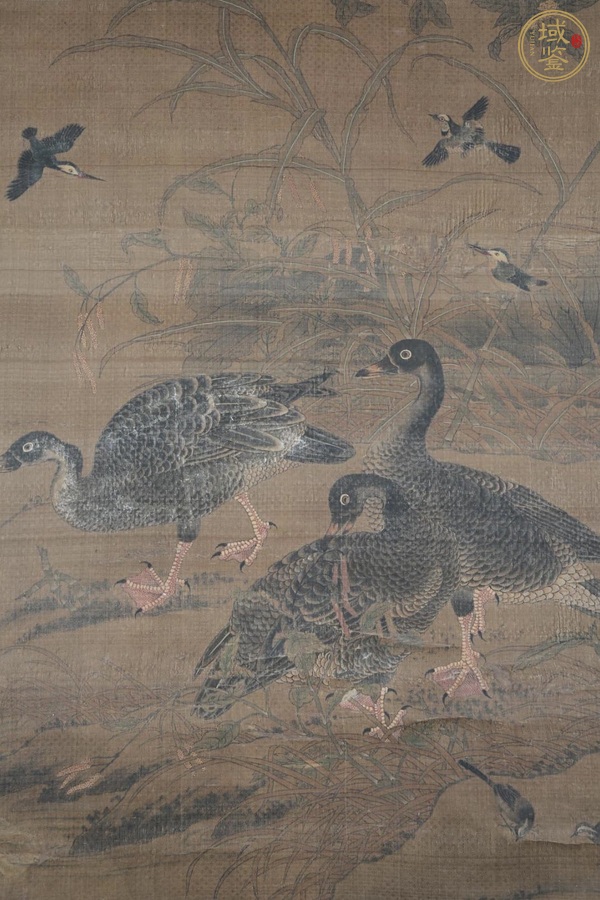 古玩字畫呂紀(jì)款工筆花鳥立軸真品鑒賞圖