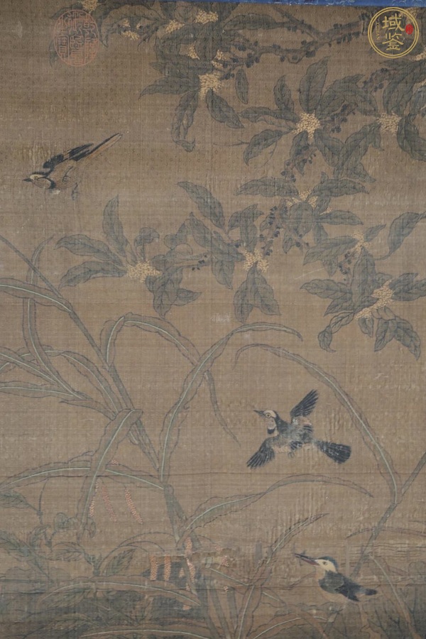 古玩字畫呂紀(jì)款工筆花鳥立軸真品鑒賞圖