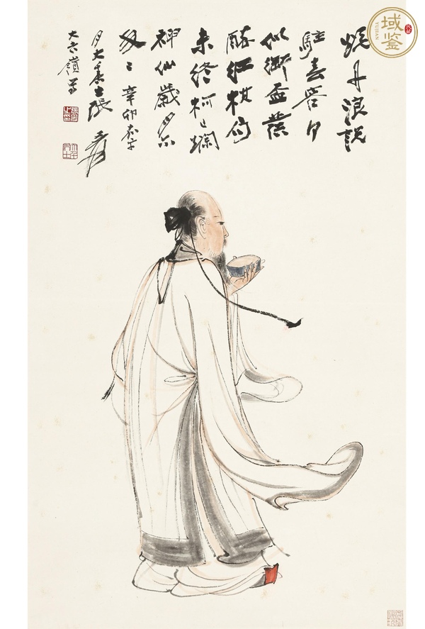 古玩張大千款高士圖立軸真品鑒賞圖